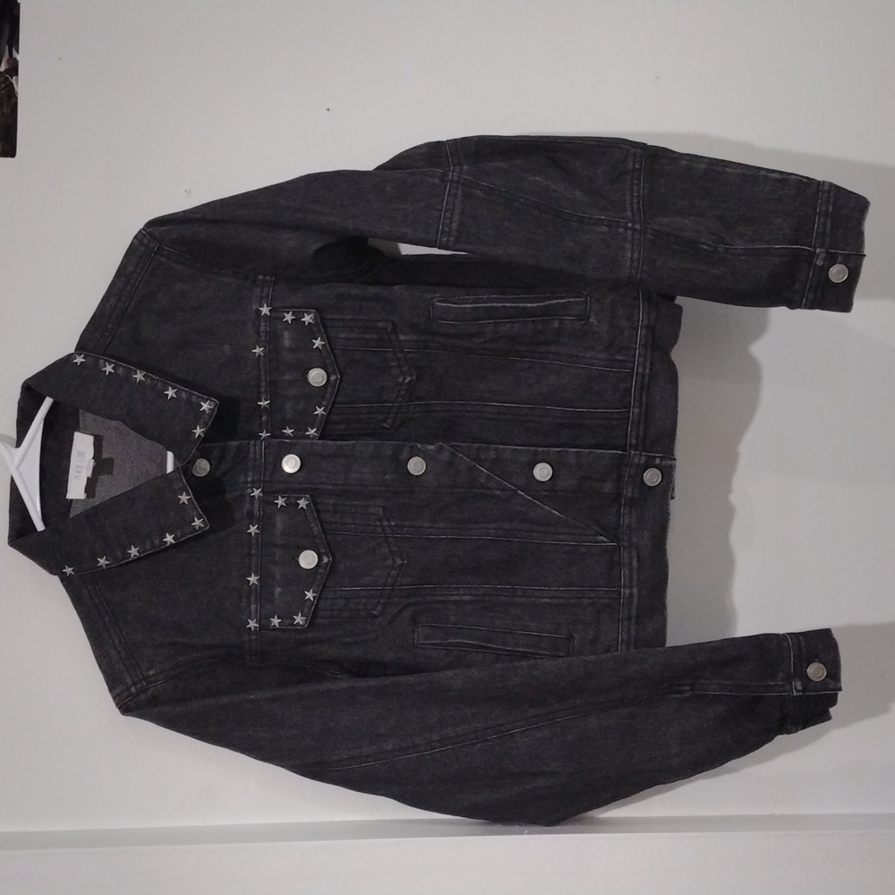 Black Jean Jacket with Stars Accents ,Peach Love California, Size S